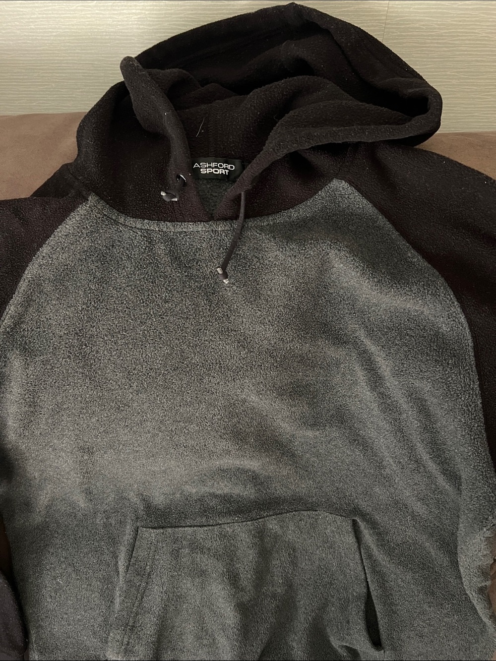 Men's Black and Charcoal Hooded Sweatshirt